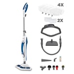Polti Vaporetto SV460_DOUBLE Steam Mop with Handheld Cleaner, 17 Accessories, Kills and Eliminates 99.9% * of Viruses, Germs and Bacteria, White/Blue, PTGB0086