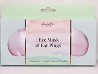 DANIELLE CREATIONS SATIN EYE MASK & EAR PLUGS TRAVEL SET - PASTEL WATER COLOUR