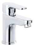 AquaSu® Hugo 798372 Robinet de lavabo avec buse de mitigeur économiseur d'eau, cartouche en céramique, montage standard, noyau en laiton, chromé