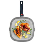 PROGRESS BW10834EU7 Thermo Handle Collection Griddle, Grill Pan, Non-Stick, for All Hobs, Induction, Gas, Electric, PFOA-Free, Colour Change Indicates Temperature Pre-Heating, Forged Aluminium, 28 cm