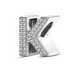 TINSLO 925 Sterling Silver Charms Beads Initial K Letter for Pandora Bracelet, Dangle Pendant Charms for Necklace and Bracelet Jewelry Gifts for Women Girls