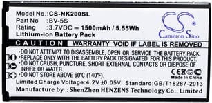 Kompatibelt med Nokia RM-1013, 3.7V, 1500 mAh