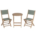 Ensemble table et chaises de jardin - BEAU RIVAGE - RIMINI - Bois d'acacia - Textilène vert kaki