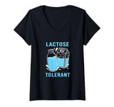 Womens Funny Lactose Tolerance Dairy Milk Lover Lactose Tolerant V-Neck T-Shirt