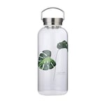 Gulujoy 1.5 Litre Glass Water Bottle Wide Mouth with Leakproof Stainless Steel L