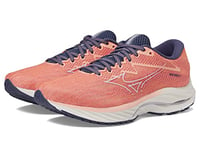 Mizuno Women's Wave Rider 27 Running Shoe, Coral Reef-Snow White, 8.5