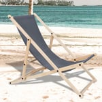 Einfeben - Chaise longue pliante Chaise de jardin en bois Chaise longue pliante Chaise de camping Plage Gris
