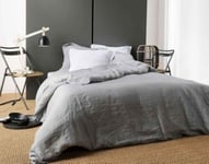 Housse de Couette Unie en Lin (260x240 cm - Gris clair)