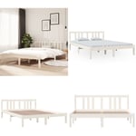 Cadre de lit Blanc Bois massif 140x200 cm - cadre de lit - cadres de lit - Home & Living - Blanc