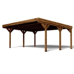 Carport bois 2 voitures Victor - 29,2 m² - Marron - Bois/Marron - Rectangulaire - Autoclave classe III