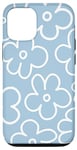 Coque pour iPhone 15 Pro Joli motif floral bleu ciel et blanc