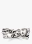 THOMAS SABO Men's Rebel At Heart Love, Faith & Hope Double Band Ring, Silver