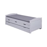 Lit Banquette Enfant en Bois Rob 90x190cm Blanc