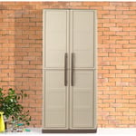 Dmora Armoire extérieure ou intérieure, 2 portes et 3 niveaux en polypropylène, 100% Made in Italy, 70x39h165 cm, couleur beige, avec emballage