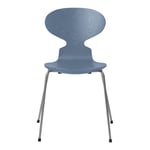 Fritz Hansen - Myran 3101 Dusk Blue Färgad Ask/Silver Grey - Ruokapöydän tuolit - Arne Jacobsen - Sininen - Metalli/Puu