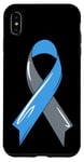 Coque pour iPhone XS Max Ruban de sensibilisation au diabète de type 1 type 2 T1 T2 bleu gris