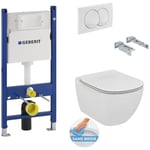 Pack wc Bati-support Geberit Duofix + Cuvette Ideal Standard Tesi Aquablade + Plaque blanche (TesiGeb3)