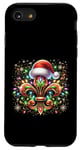 Coque pour iPhone SE (2020) / 7 / 8 Décoration de Noël Fleur de Lis avec chapeau de Père Noël Lumières de Noël