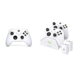 Xbox Manette Blanche Sans Fil - Robot White+Venom Station de chargement USB double avec 2 blocs-batteries rechargeables - blanc