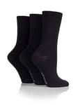 Heat Holders 3 Pair Ladies Gentle Grip Bamboo Socks Plain - Black, Black, Women