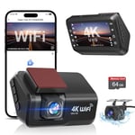 CHORTAU Dash Cam Front and Rear, 4k+1080P WiFi Dual Dash Cam with APP, 3’’ IPS Dash Camera for Cars with Free 64GB Card, Dashboard Camera with Night Vision, 24/7 Parking Monitor, WDR, Loop Recording