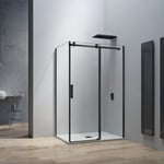 GRAND VERRE Cabine de douche style industriel avec porte coulissante 120x195 et paroi latérale 80x195 accessoires chromés