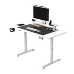 Ultradesk - Grand Bureau Gaming - Highlander - Bureau Informatique Construction en Acier - Espace pour Deux Moniteurs - Meuble Rangement Bureau - Accessoire Bureau - 120x60 cm - Blanc