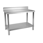 Royal Catering Arbeidsbenk i rustfritt stål - 150 x 60 cm Oppkant 130 kg