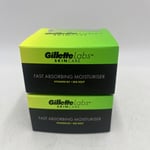 2x Gillette Labs Fast Absorbing Moisturiser 100ml / Vit B3 & Sea Kelp New