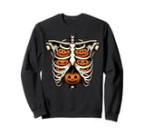 Skeleton Rib Cage Pumpkin Halloween Bones Jack O Lantern Sweatshirt