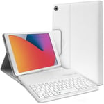 Étui de Protection Blanc avec Clavier Bluetooth intégré pour Tablette Apple iPad 9 10.2 (2021)