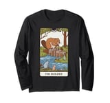 Fun Tarot Card The Builder Beaver Building Spiritual Reader Long Sleeve T-Shirt