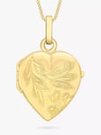 IBB 9ct Gold Flower Heart Locket Pendant Necklace, Gold