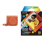 Instax SQ1 Camera Case - Terracotta Orange & SQUARE instant film Rainbow border, 10 shot pack, suitable for all SQUARE cameras and printers