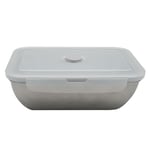 Fackelmann 684085 Boite de Conservation Alimentaire hermétique en INOX Micro-ondable 1000ml, Lunchbox avec Valve à Vapeur et Couvercle en Plastique, Plastique, Acier Inoxydable, 20x14cm