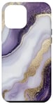 iPhone 15 Plus White Abstract Purple Stone Design Case