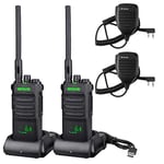 Retevis RT86 Talkie Walkie Professionnel, Talkie Walkie Longue Portée avec Micro Haut-Parleur, 2600mAh Charge USB, Radio Walkie Talkies pour Fabrication, Logistique (Noir, 2Pcs)