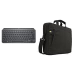 Logitech Case Logic HUXA115K Sacoche Ordinateur Portable 15.6 Pouces, Sac bandoulière Ordinateur Noir Polyester 15,6" MX Keys Mini Clavier sans Fil Rétroéclairé, Bluetooth, USB-C, Métal, Gris foncé