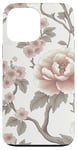 Coque pour iPhone 13 Pro Max Motif rose pâle et gris délicat