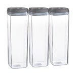 3x Flip Lock Plastic Food Storage Containers Kitchen Food Canister 1.9 Litre