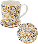 Puckator Buttercup Pick of The Bunch Tasse en Porcelaine et Dessous de Verre en liège Passe au Lave Vaisselle et au Micro-Ondes Hauteur 9 cm Largeur 12 cm Profondeur 8,5 cm Diamètre 10 cm