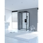 Cabine de douche carrée 90x90x230cm - extra blanc et profilé noir mat - lunar square 90