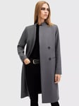 AllSaints Sidney Longline Wool Blend Coat, Eiffel Grey