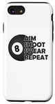 Coque pour iPhone SE (2020) / 7 / 8 Pool Aim Shoot Swear Repeat – Funny Pool Black 8 Ball