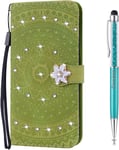 Coque Pour Sony Xperia Xz4, [Srie Mandala] Brillant Cristal Diamant Bookstyle Flip Cover Tui De Protection Housse En Pu Cuir Avec Tpu Silicone Souple Phone Case (Vert)