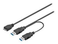 Goobay Dual Power - Usb-Kabel - Micro-Usb Type B (Han) Til Usb Type A (Han) - Usb 3.0 - 30 Cm - Rund - Sort