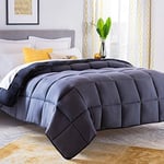 Linenspa Couette Toutes Saisons en Microfibre 10,5 tog – sans Housse et réversible – Oeko-Tex – Couette Alternative au Duvet – Noir/Graphite