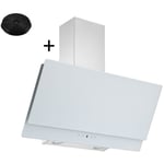 Hotte aspirante 90 cm sans tête, inclinée, verre blanc led + filtre Respekta