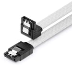 60 Cm Sata 3 Nylon Câbles De Données 6 Gbit/S Sata Iii Câbles De Branchement Serial Ata Câbles De Connexion Pour Carte Mère & Disque Dur Hdd Ssd 1 Connecteurs En L S-Ata L 90° Coudés Blanc