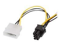 Lanberg - Strömadapter - 6-Stifts Pcie-Ström (Hona) Till 3 Pin Molex - 15 Cm - Gul, Svart